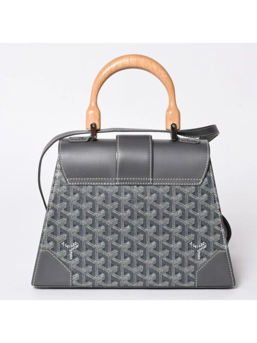 Goyard Saigon PM 2-Way Shoulder Bag Din Canvas Gray Wood